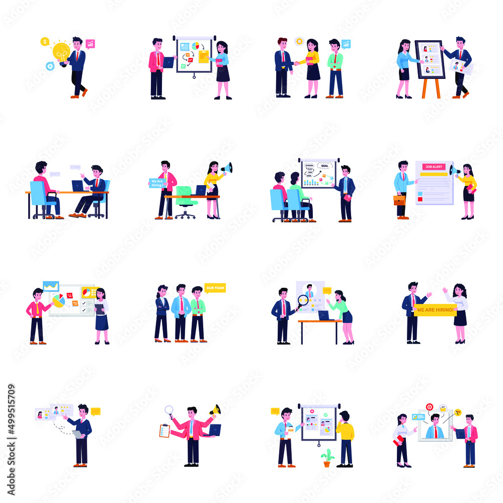 Set of HR Services Flat Illustrations 