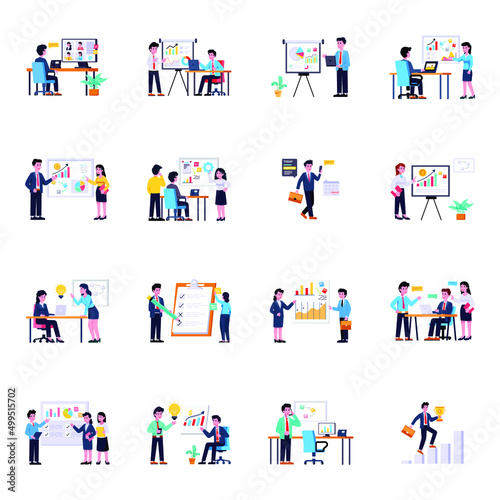 Trendy Collection of Business Flat Illustrations