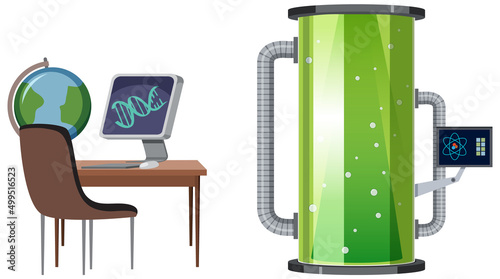 Cryonics capsule cartoon on white background