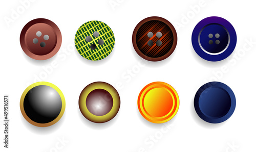 realistic sewing button jeans collection. set 

of sewing buttons isolated on white 

background. Set of colorful sewing button. 
