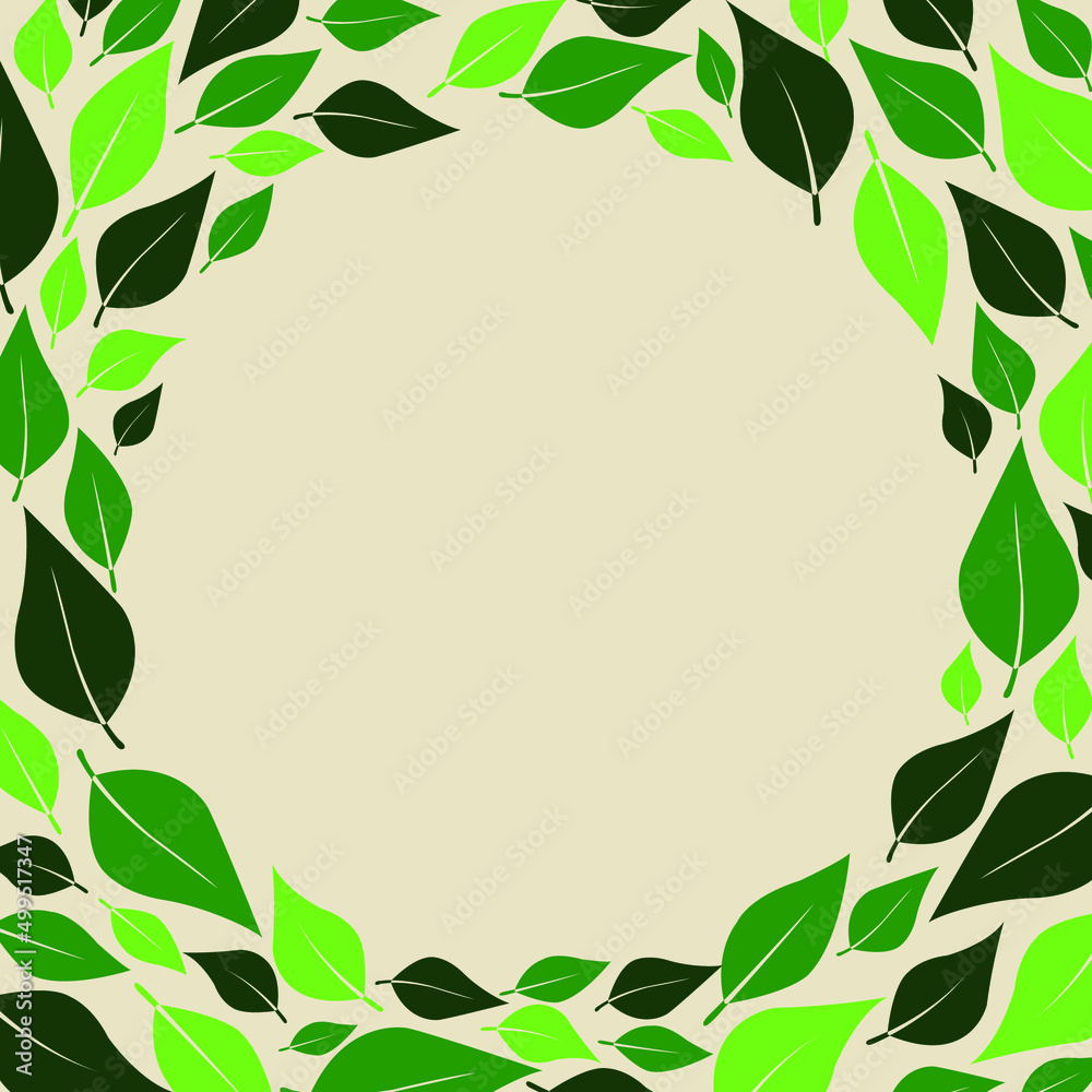 Green leaves, tea leaves frame vector for decoration on garden, nature, tea and organic food concept.