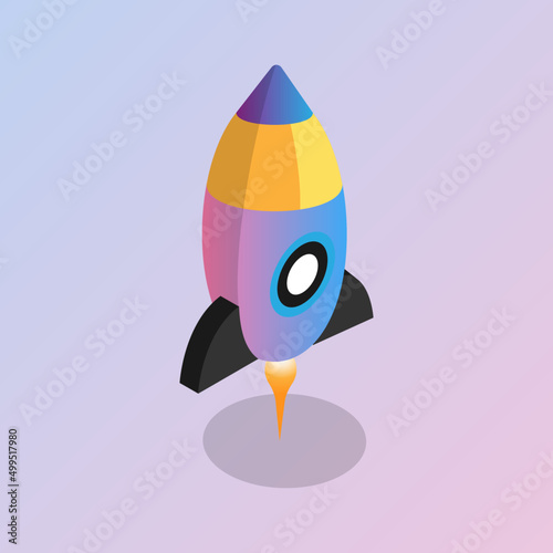 3D Isometric Rocket Vector Illustration © Aldo