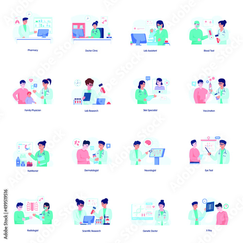Collection of Healthcare Flat Illustrations 