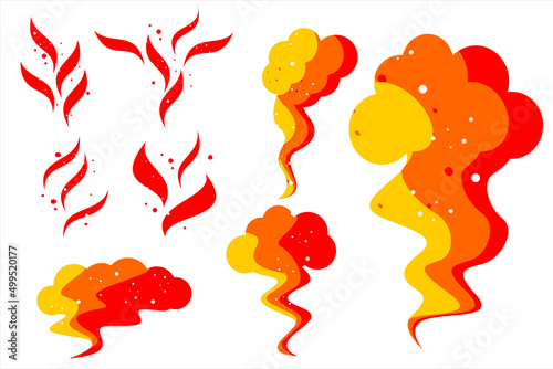 Hot fire. Smoke set. Burning fire. Hot smoke vector illustration