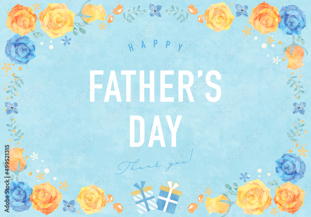 Fototapeta premium 父の日のバラの花とプレゼントのベクターイラスト背景(art,flower,bloom,father,dad,daddy,card,celebration,wedding)