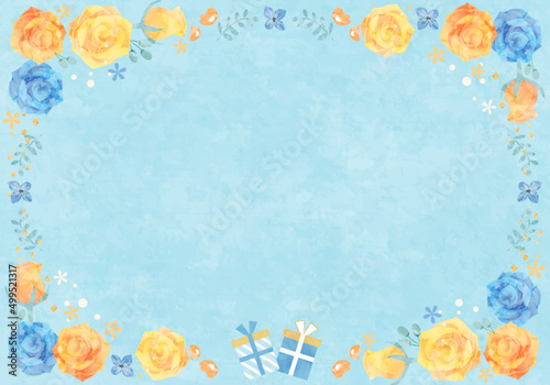 父の日のバラの花とプレゼントのベクターイラスト背景(art,flower,bloom,father,dad,daddy,card,celebration,wedding)