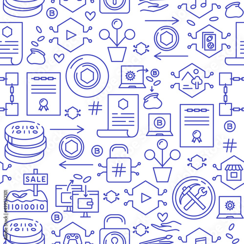 NFT token seamless pattern in line style