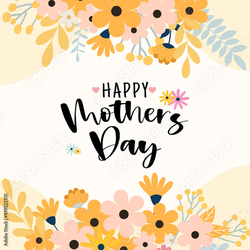 Floral Happy Mother s Day Greeting card flat design