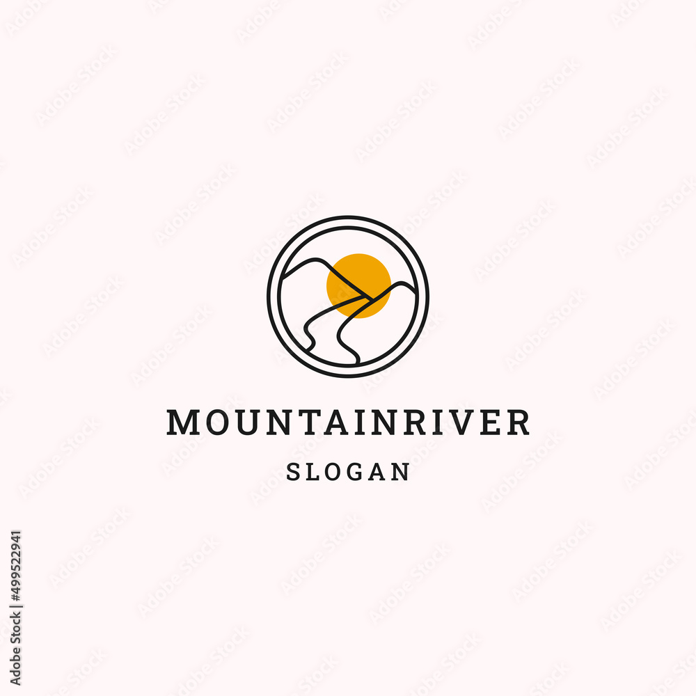 Mountain river logo icon design template vector illustration