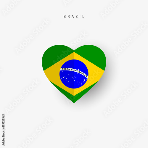 Free Download Brazil heart shaped flag. Origami paper cut Brazilian national banner. 3D vector illustration isolated on white with soft shadow. - GFXLoad