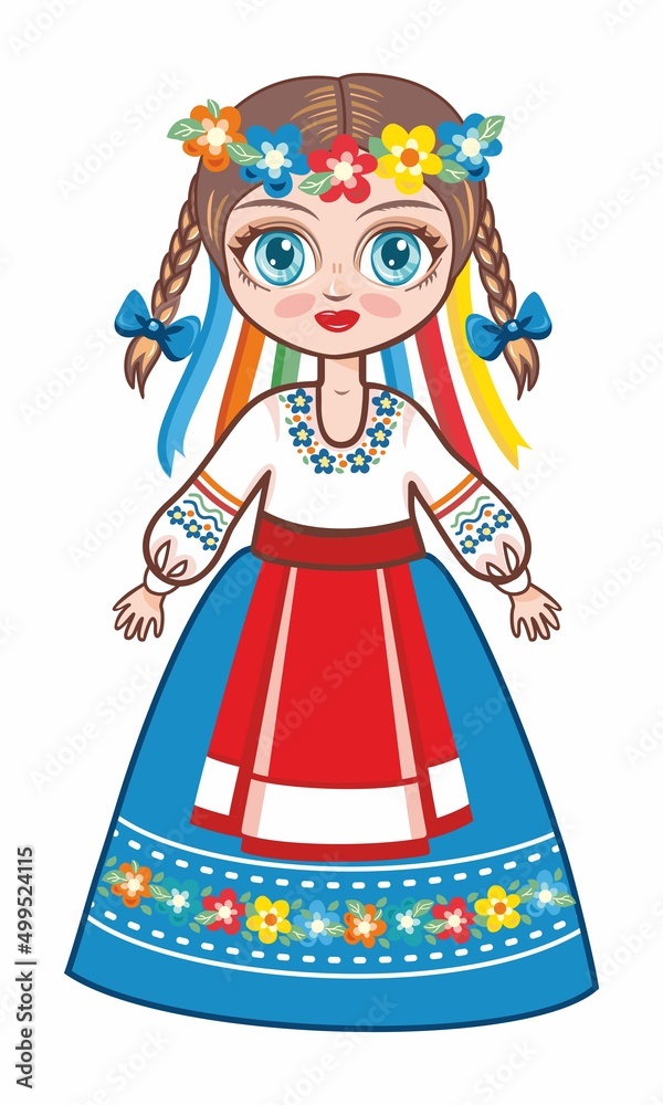 Girl in ukrainian traditional costumes