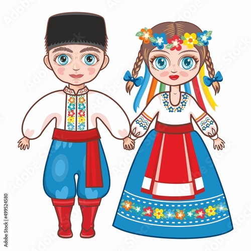 Kids in ukrainian traditional costumes