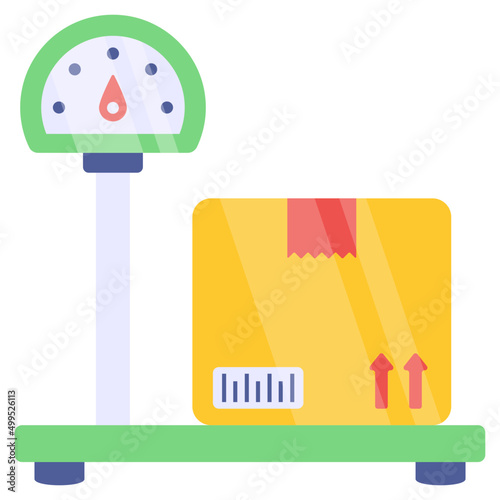 Conceptual flat design icon of parcel weighing