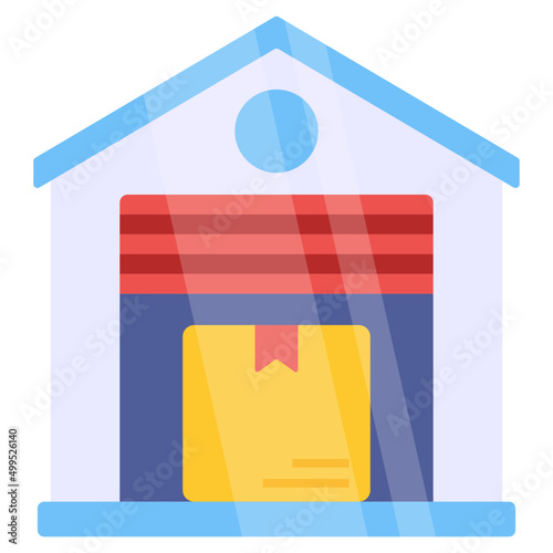 Flat design icon of warehouse