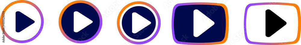 Play button icon set. Start buttons sumbol. Player button flat style. Video audio player navigate collection. Game begin icon set on white beckground Play button icon set. Start buttons sumbol. Player button flat style. Video audio player navigate collection. Game begin icon set on white beckground