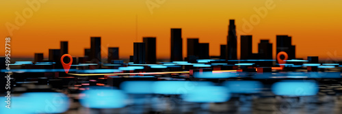 Navigation in metropolis. Web banner design. 3D rendering.