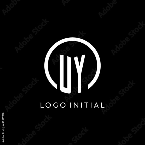 Initial letter UY uppercase combined with circle outline, Modern minimal monogram logo style photo