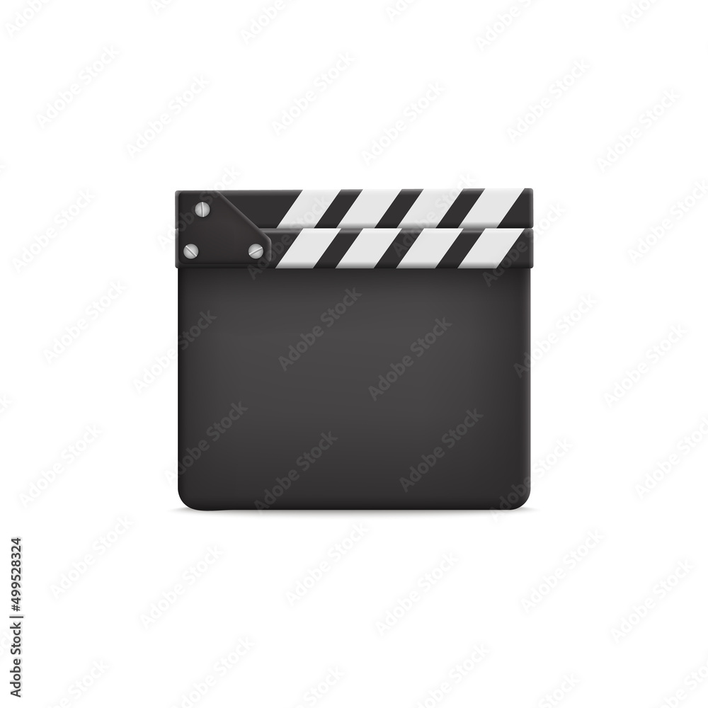 Movie film production clapper realistic template vector illustration isolated.