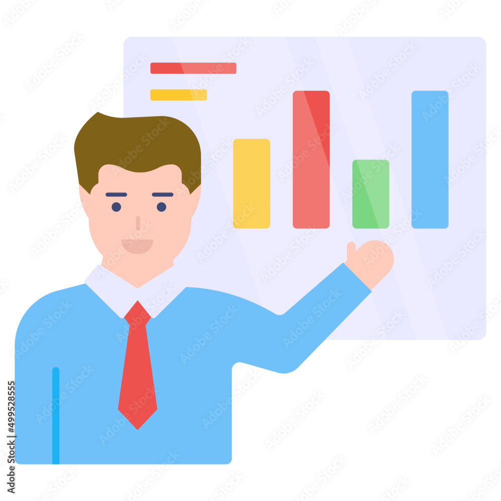 An editable design icon of business presenter An editable design icon of business presenter