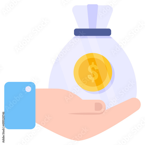 Dollar sack on hand showing concept of giving money