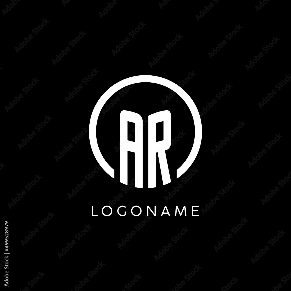 Initial letter AR uppercase combined with circle outline, Modern ...
