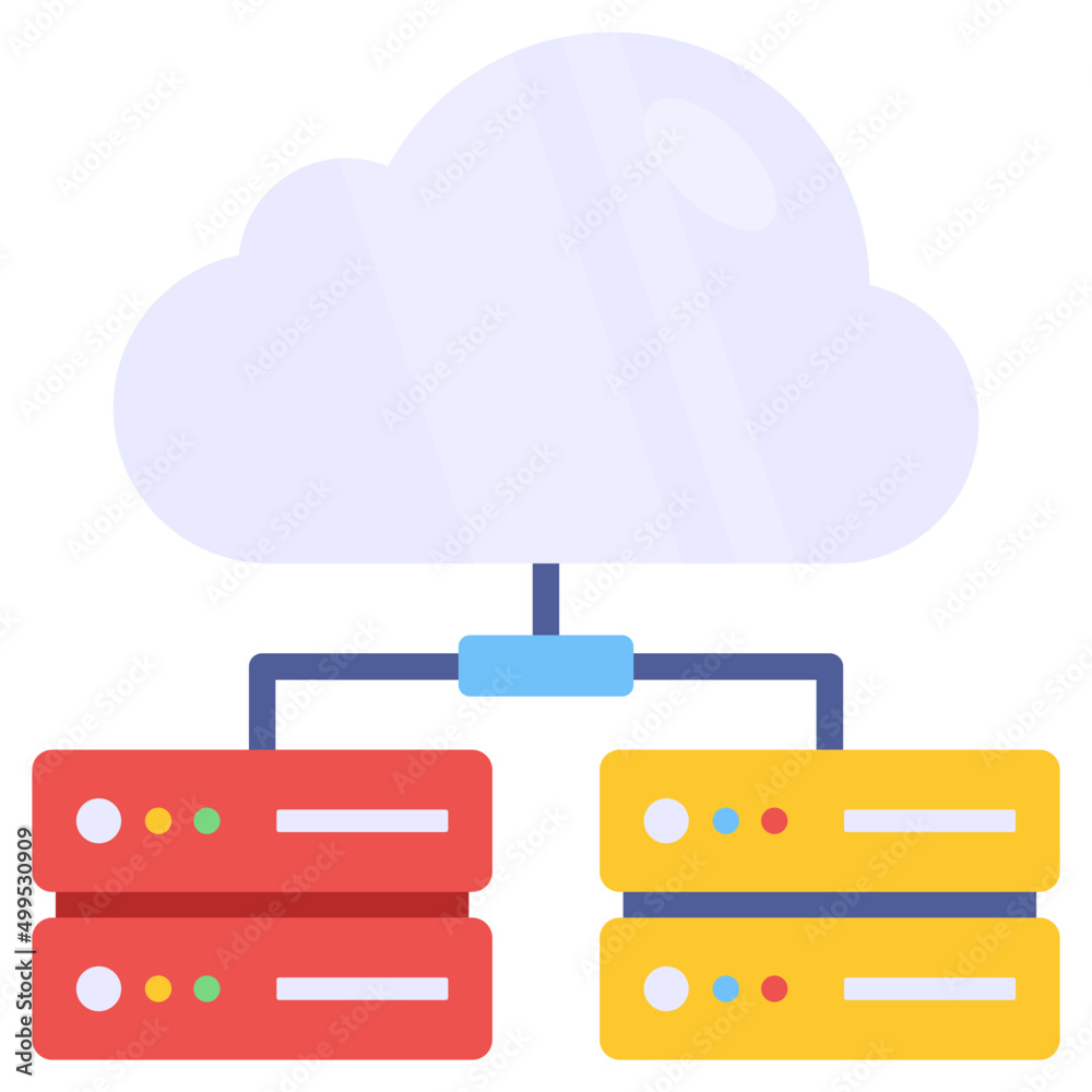 A unique design icon of cloud hosting