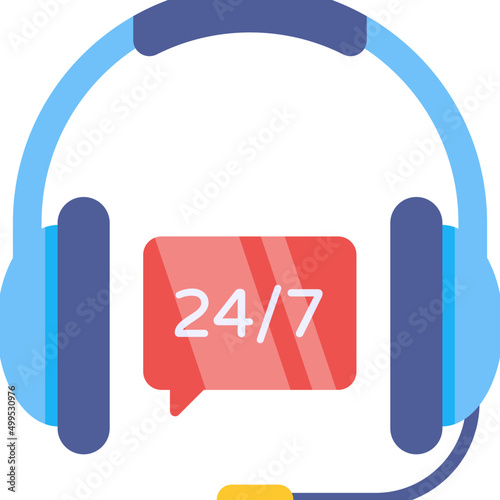 24/7hr service icon in flat design