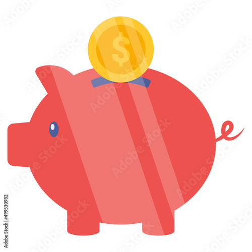 Flat design icon of piggy bank