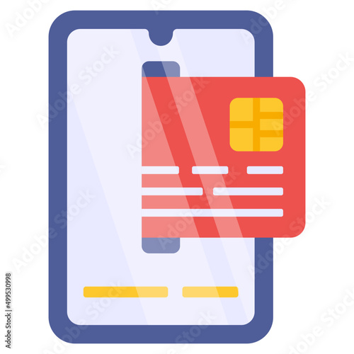     Card inside smartphone, icon of mobile card payment 

