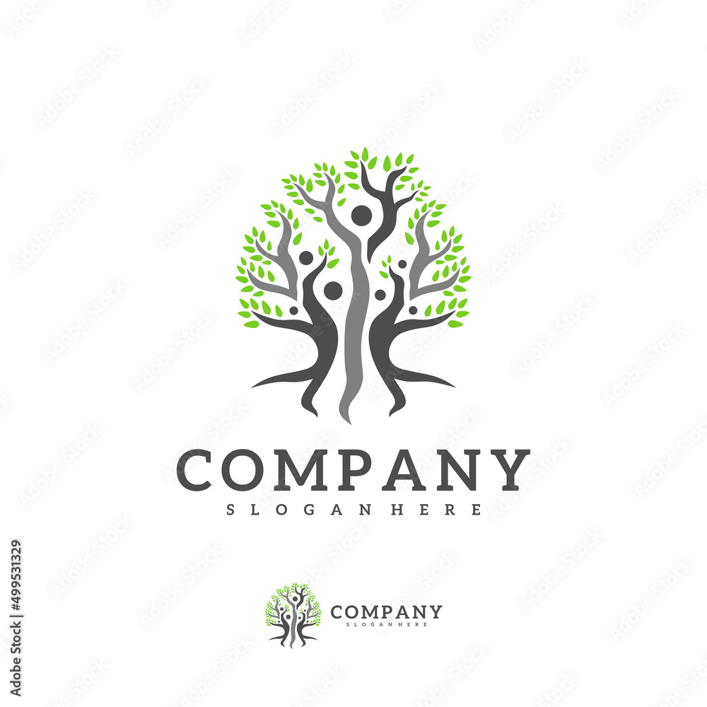 Obraz premium People Tree logo vector template, Creative Tree logo design concepts