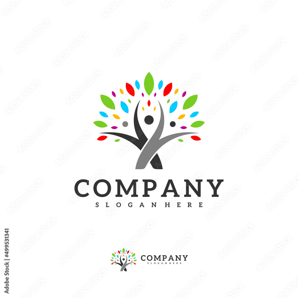 Fototapeta premium People Tree logo vector template, Creative Tree logo design concepts