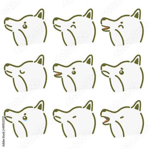柴犬の横顔表情セット　グリーン