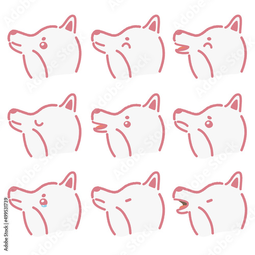柴犬の横顔表情セット　ピンク