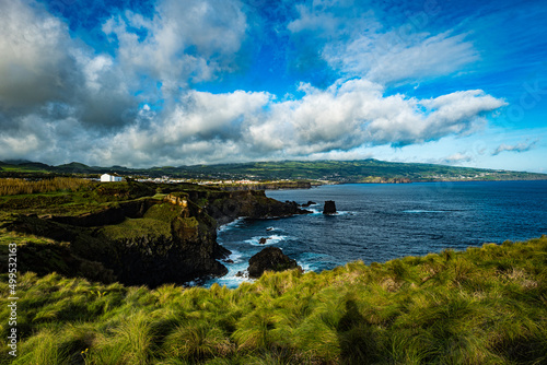 Beautiful ocean in Azores with rocks