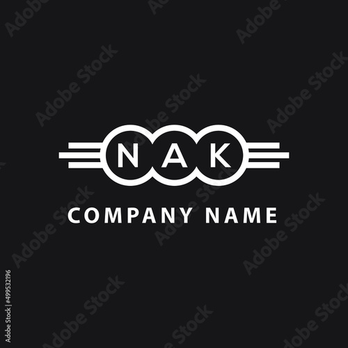 Fototapeta Naklejka Na Ścianę i Meble -  NAKletter logo design on black background.  NAKcreative initials letter logo concept. NAKletter design.
