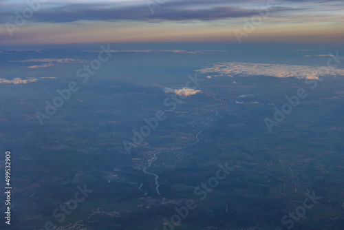 View to sky from airplane 