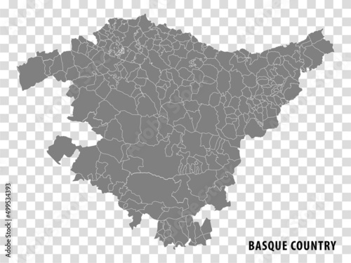 Blank map Basque Country of Spain. High quality map Comarcas of Spain on transparent background for your web site design, logo, app, UI. Spain. EPS10.
