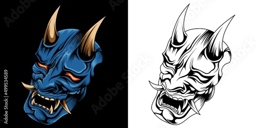oni mask side view vector illustration