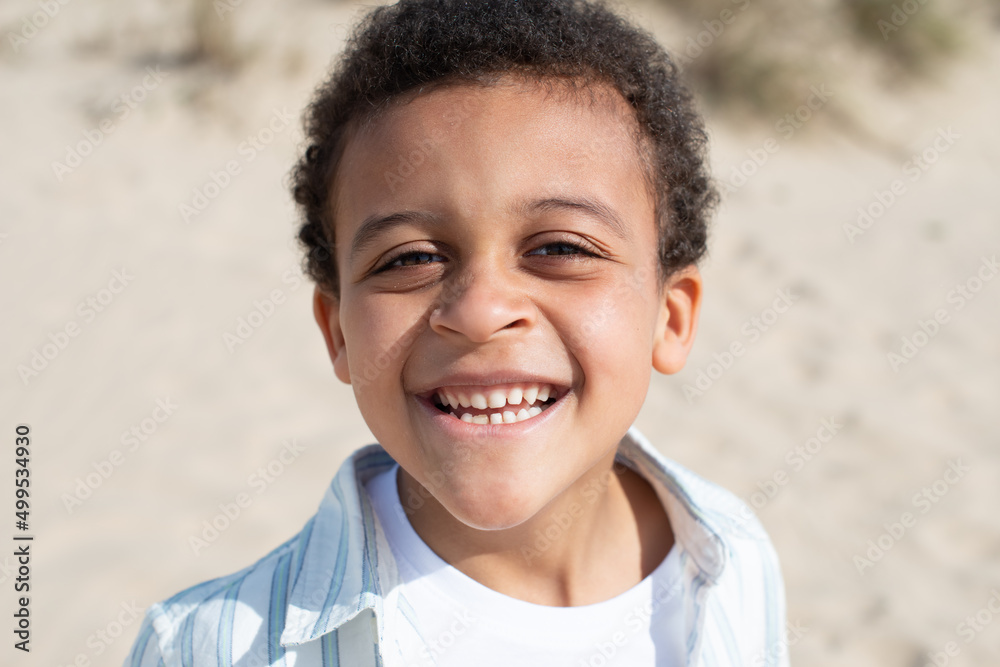 Portrait of cute African American boy. Male model with curly hair looking at camera, smiling. Portrait, beauty concept Portrait of cute African American boy. Male model with curly hair looking at camera, smiling. Portrait, beauty concept