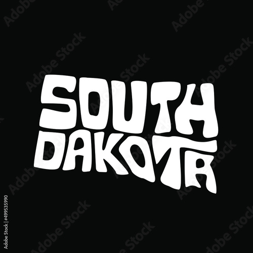 South Dakota map typography. South Dakota state map typography. South Dakota lettering. photo