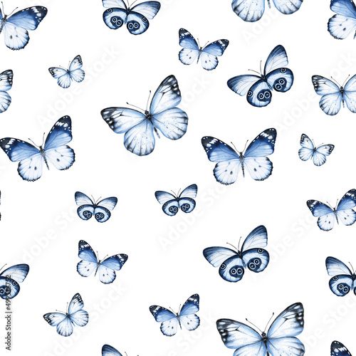 Watercolor butterfly seamless pattern. Ornament theme for your design