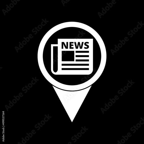 Free Download News icon map pin isolated on dark background - GFXLoad