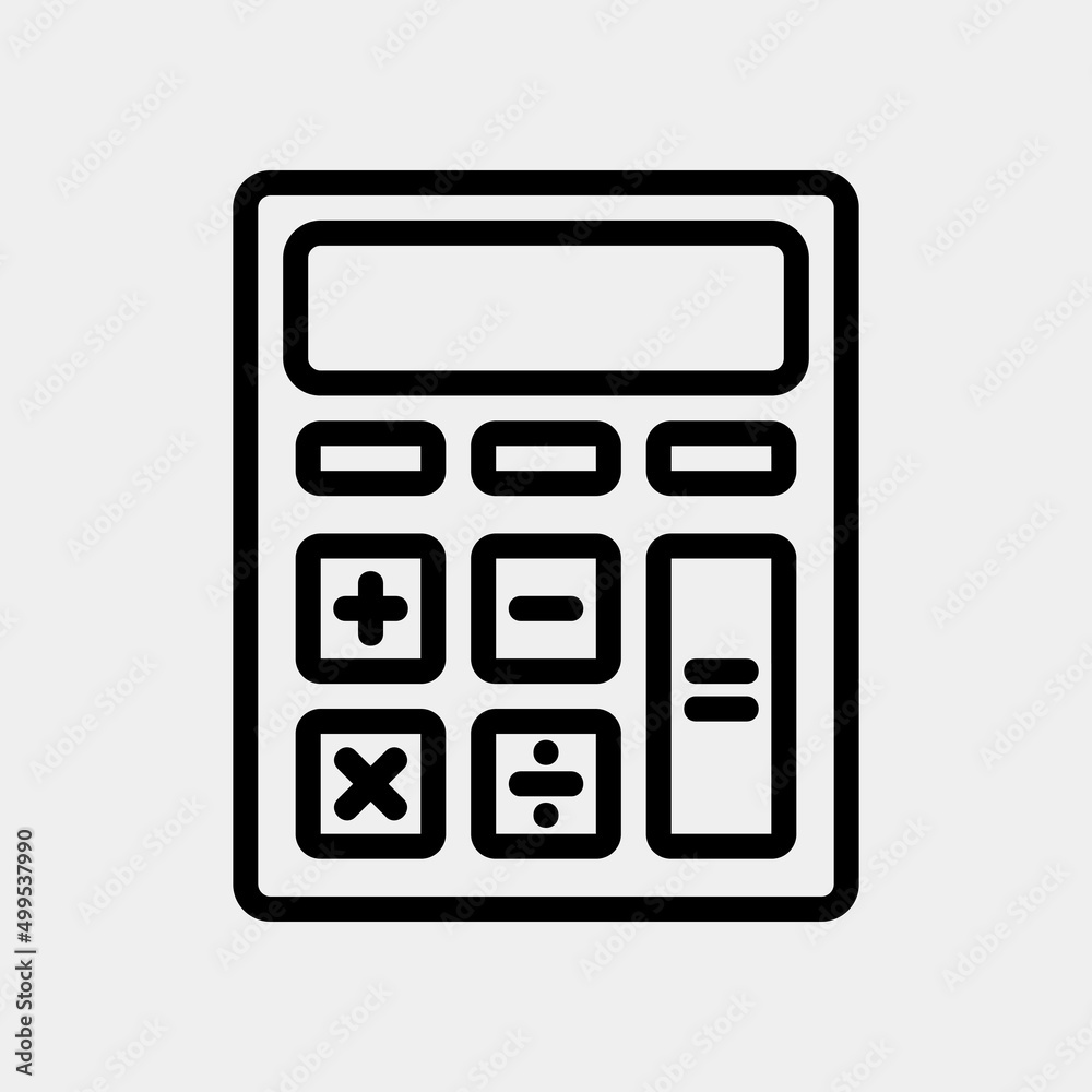 Calculator icon in line style, use for website mobile app presentation Calculator icon in line style, use for website mobile app presentation