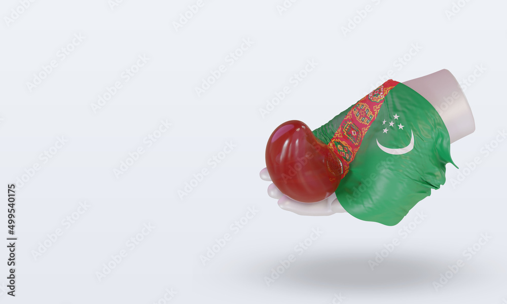 3d world blood donor day Turkmenistan flag rendering right view