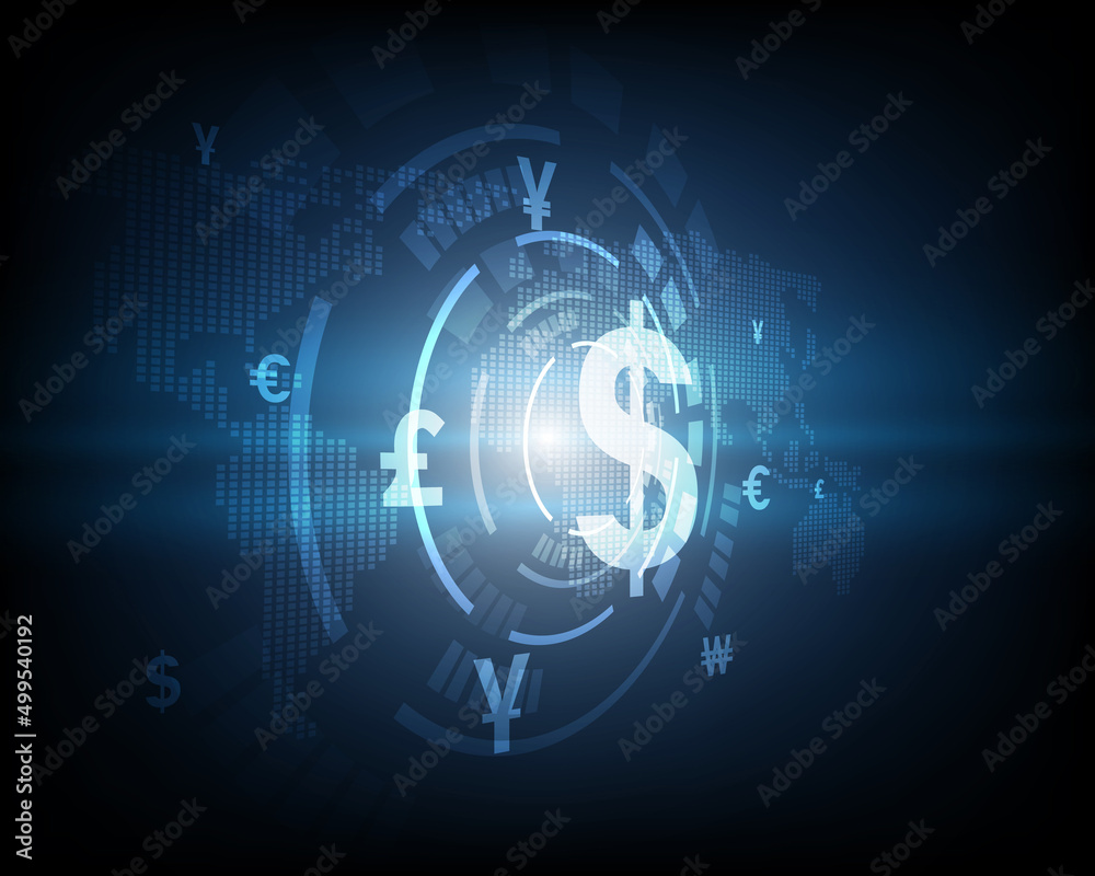 Obraz premium Currency exchange technology Blue abstract