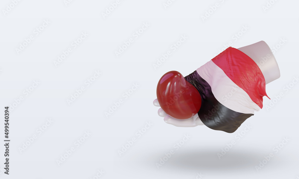 3d world blood donor day Yemen flag rendering right view