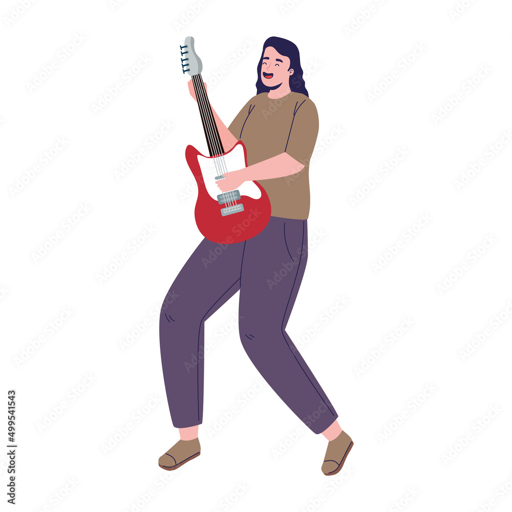 woman playing electric guitar