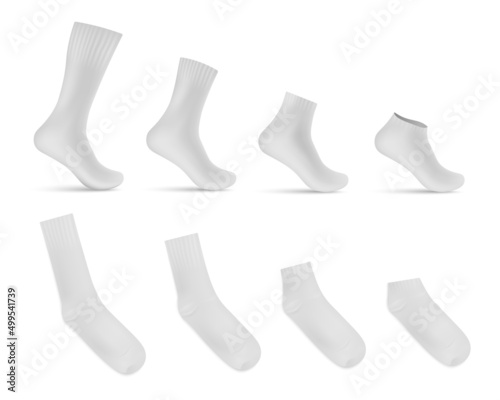 Socks template empty and on invisible leg realistic vector illustration isolated.