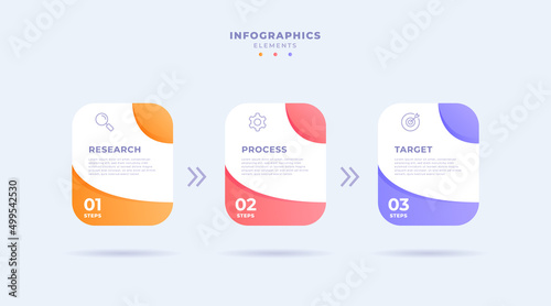 Gradient business infographic template with three steps or options
