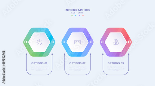 Gradient business infographic template with three steps